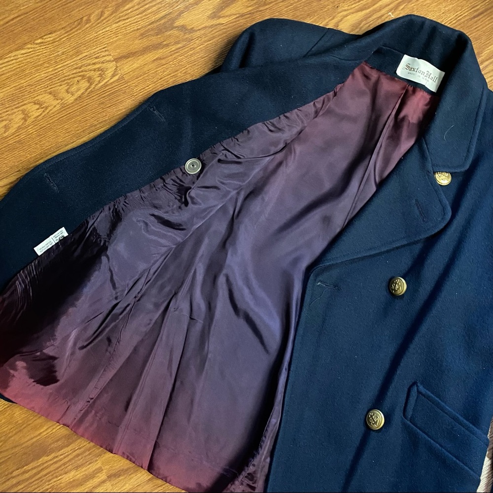 Vintage 70’s Navy Anchor Coat Wool Pea Coat Military Jacket - Picture 3 of 14